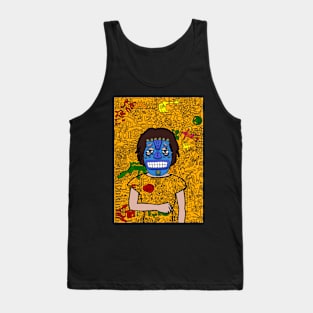 African FemaleMask NFT with BlueSkin and Light DoodleGlyph - Explore the Artistry! Tank Top